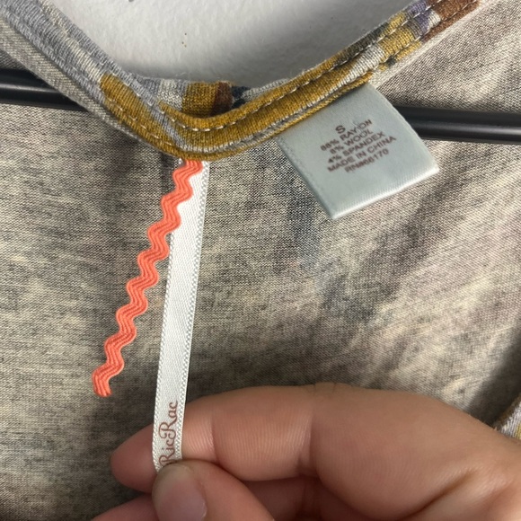 Anthropologie Ric Rac Feather Print Midi long sleeve dress size small wool blend - Picture 2 of 4